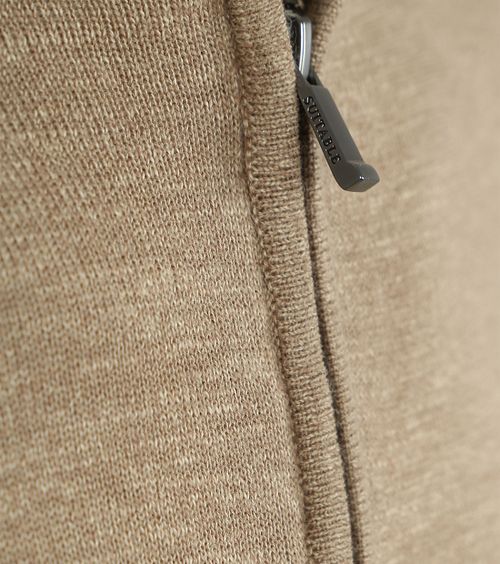 Suitable maglione Half Zip in filato slub beige Product / Detail