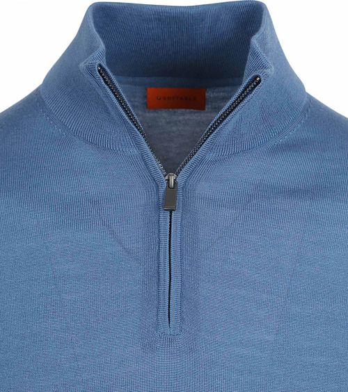 Suitable Merino Half Zip Trui Ink Blauw Product / Detail
