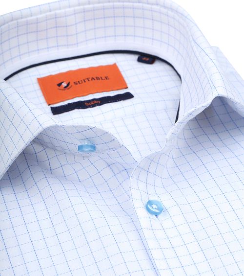 Suitable Dobby Overhemd Ruit Lichtblauw Product / Detail