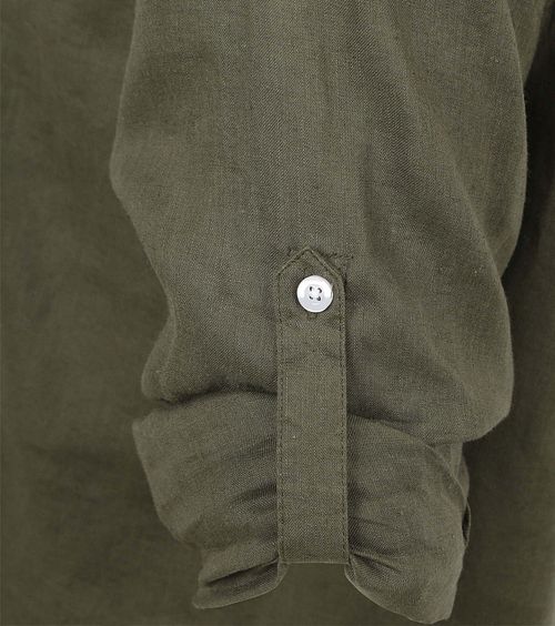 Suitable Overhemd Linnen Olijfgroen Product / Detail