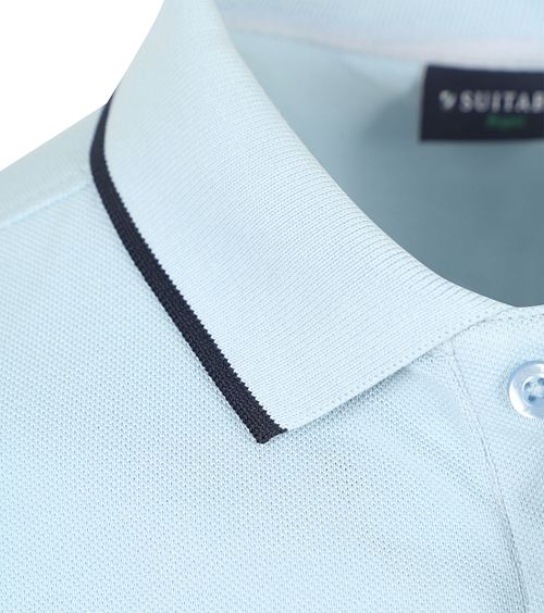 Suitable Respect Polo Tipped Ljusblå Product / Detail