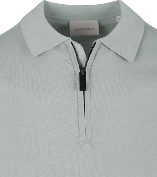 Suitable Stickad Half Zip Polo Dusty Grey Product / Detail