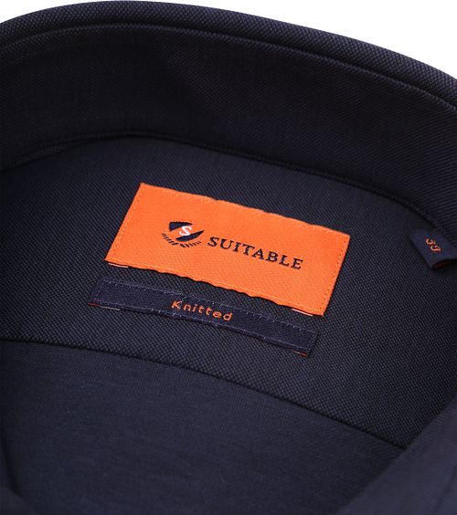 Suitable Piqué Strikket Skjorte i Marineblå Product / Detail