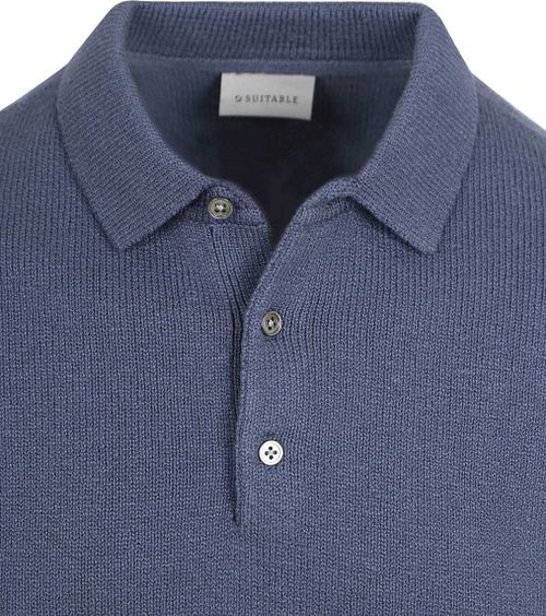 Suitable Heavy Strikkede Polo Raw Denim Blå Product / Detail