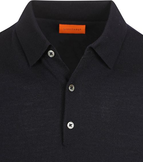 Suitable Polo Rishi z wełny merynosów granatowe Product / Detail
