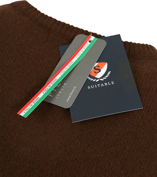 Suitable Pullover i uld med V-hals i brun Product / Detail