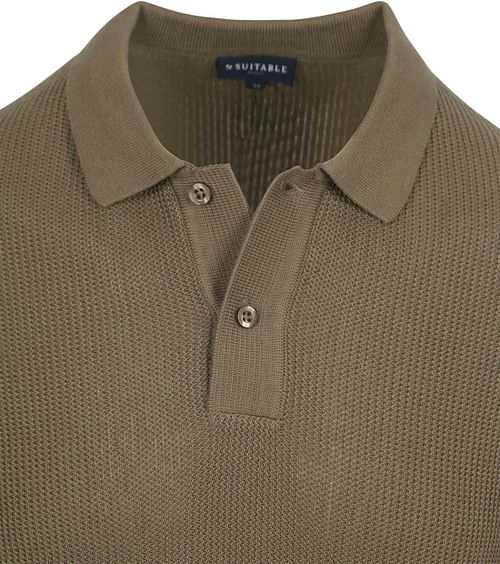 Suitable Respect Polo Structure Knit oliwkowy Product / Detail