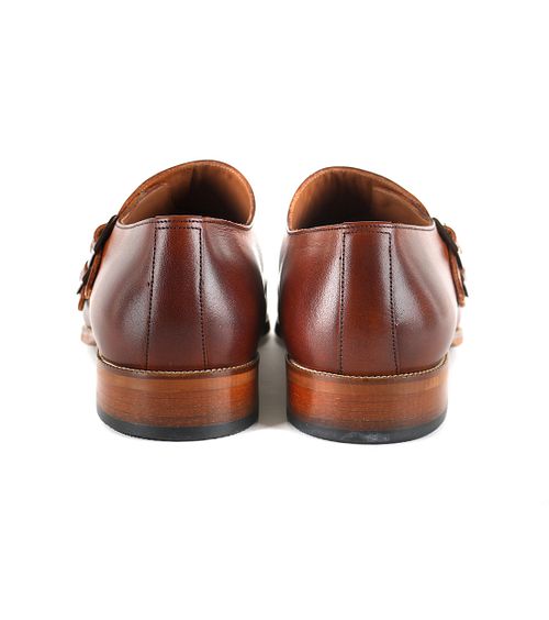 Suitable CognacLeder Schuh Doppel Strap Product / Achterkant