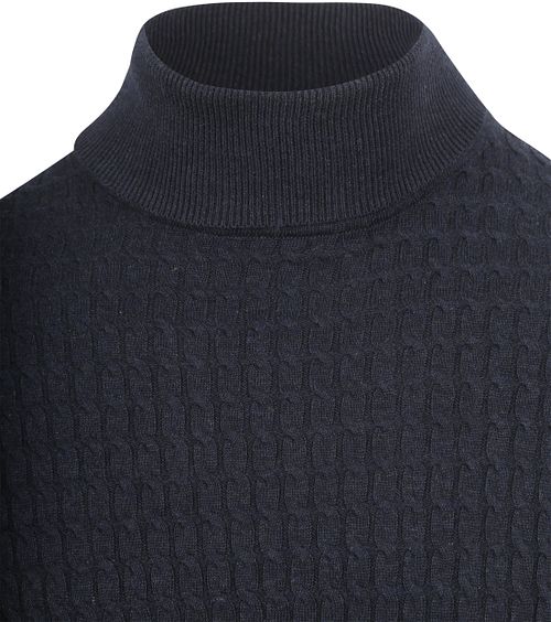 Suitable sweter z golfem w warkoczowy splot, granatowy Product / Detail