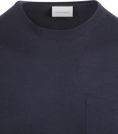 Suitable Strikka T-skjorte Lomme Kompakt Marineblå Product / Detail