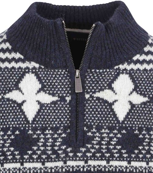Suitable Odde Half Zip Trui Wolblend Navy Product / Detail