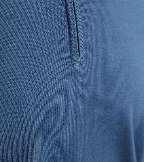 Suitable Merino Half Zip Trui Ink Blauw Product / Detail