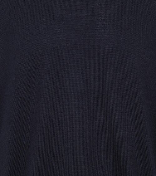Sweter Olymp z okrągłym dekoltem z wełny, granatowy Product / Detail