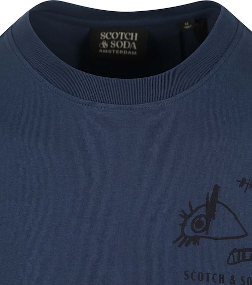 T-Shirt Scotch And Soda blu navy con stampa Product / Detail