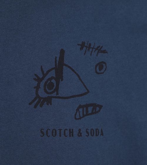 T-Shirt Scotch And Soda blu navy con stampa Product / Detail