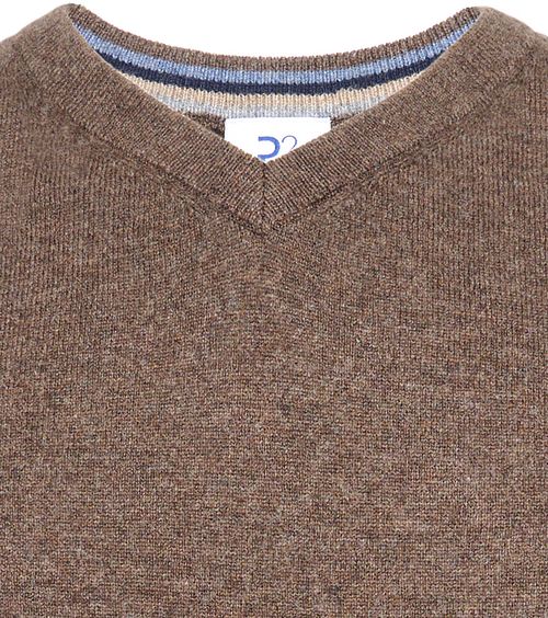 Sweter R2 z dekoltem w serek z wełny merynosów w kolorze taupe Product / Detail