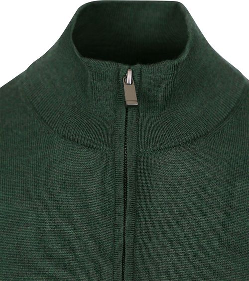 Jersey Suitable de merino con media cremallera verde oscuro Product / Detail