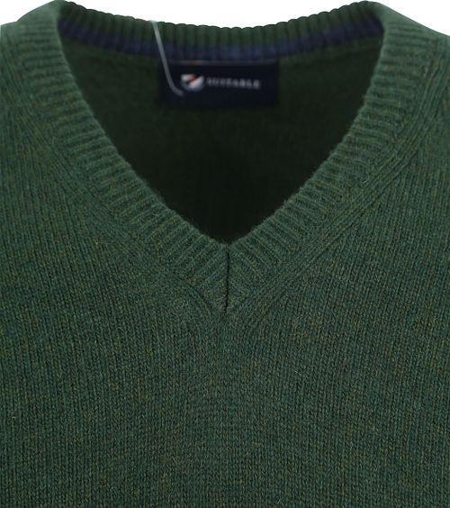 Suitable Maglione in lana d’agnello con scollo a V verde scuro Product / Detail