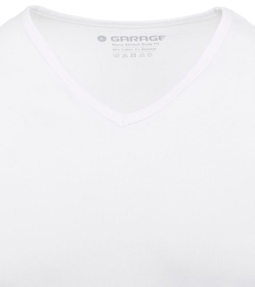 Garage Stretch Basic White V-Neck Product / Detail