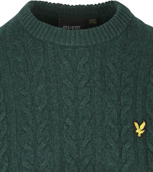 Sweter Lyle & Scott z splotem warkoczowym, ciemnozielony Product / Detail