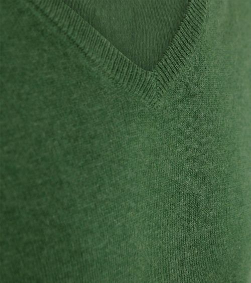 Steppin' Out Sweter bawełna/kaszmir z dekoltem w serek zielony Product / Detail