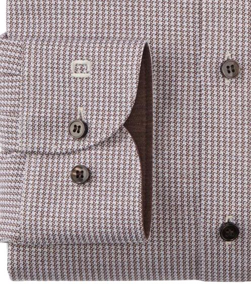 OLYMP Chemise Level 5 24/Seven Marron Pied de Poule Product / Detail