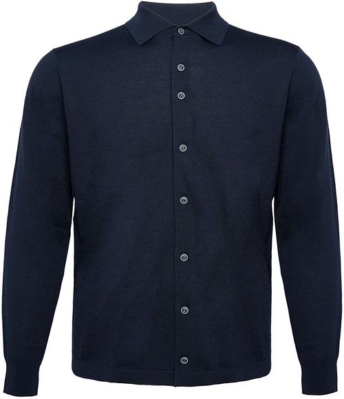 R2 Amsterdam Pull Shirt in maglia di merino blu navy Product