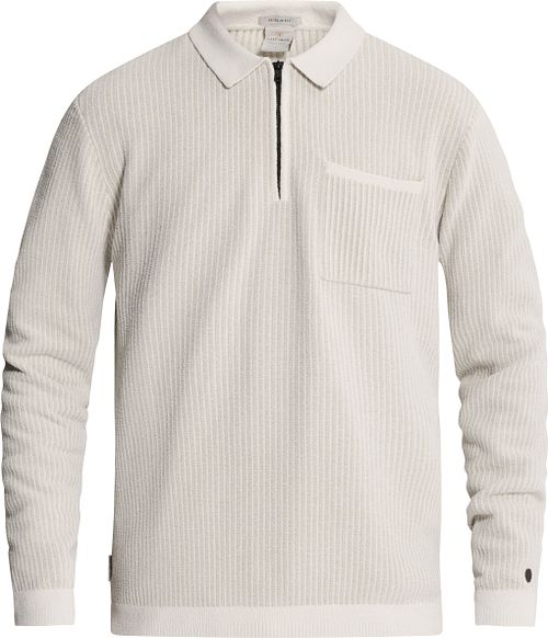 Cast Iron Longsleeve Half-Zip Polo Chenille White Down
