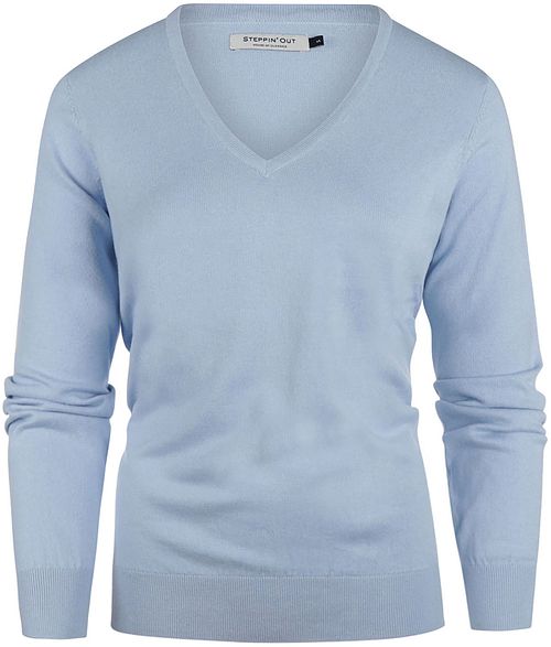 Steppin' Out Women's Cashmere-Blend V-Neck Pullover Light Blue Product