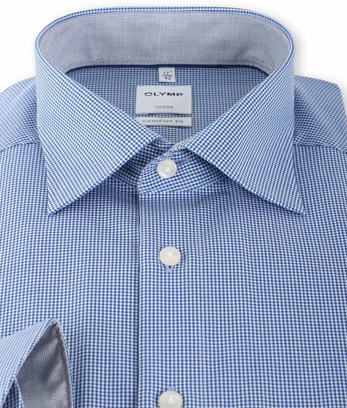 OLYMP Luxor Strijkvrij Shirt Blauw Ruit Comfort Fit Product / Detail