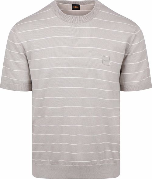 Dziany T-shirt BOSS Kanacho w paski w kolorze szarym Product