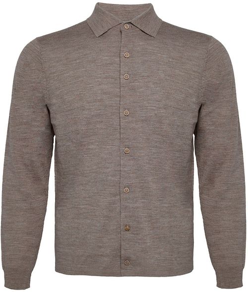 R2 Amsterdam Stickat Pulloverskjorta Merino Taupe Product