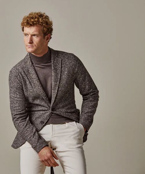 Profuomo Blazer i uld i brunmelange Model / Voorkant