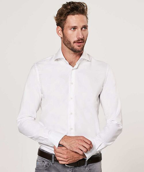 Profuomo Skjorta Vit med Blått Accents Model / Voorkant