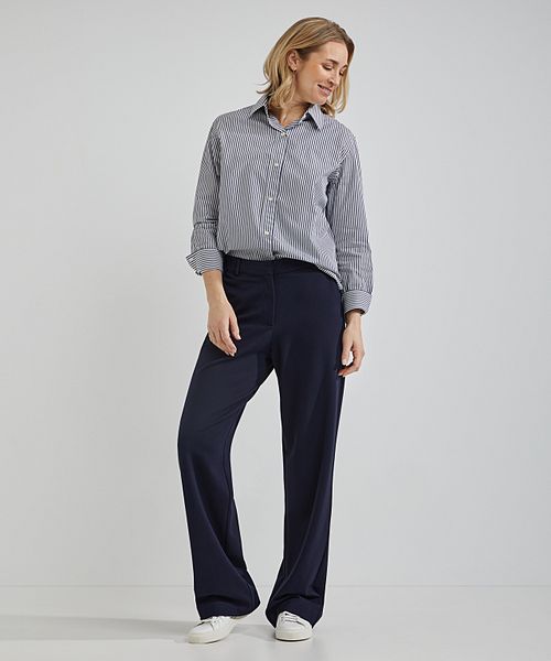 Steppin' Out Blus Sara Poplin Randig Blå Model / Voorkant