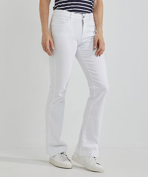 Steppin' Out Utsvängda Jeans Dam Vit Model / Voorkant