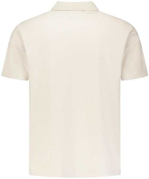 Koszulka polo No Excess z fakturowanej dzianiny w kolorze ecru Product / Achterkant