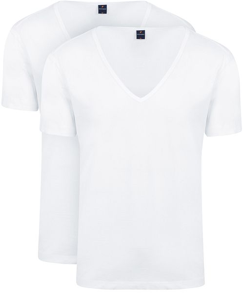 Suitable Vitaru T-Shirt z głębokim dekoltem V biały 2-pack Product