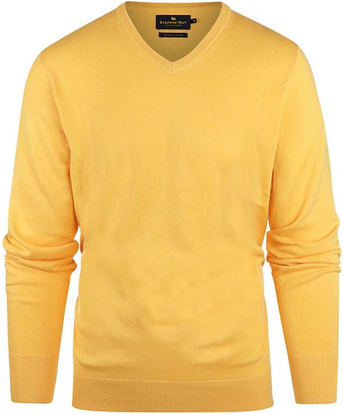 Jersey de cashmere Steppin' Out con cuello de pico en amarillo Product