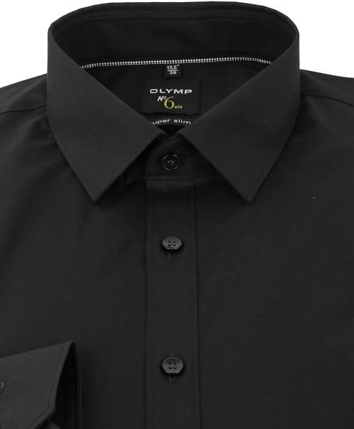 OLYMP No'6 six Super Slim Fit Overhemd Zwart Product / Detail