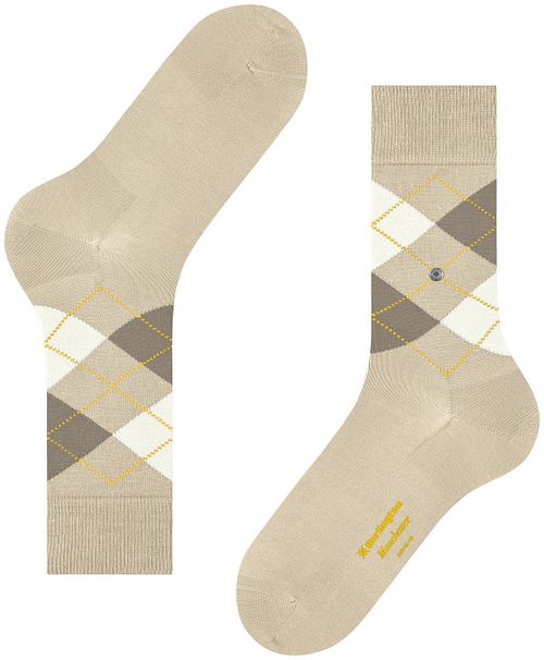 Burlington Manchester Socken Kariert Light Beige 4840 Product