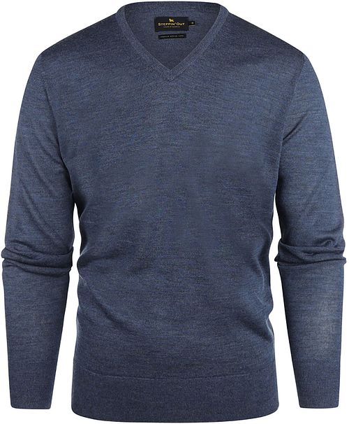 Steppin' Out Maglione con scollo a V in lana merino indaco blu Product