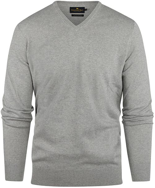 Steppin' Out Sweter bawełna-kaszmir, dekolt w serek, melanż, szary Product