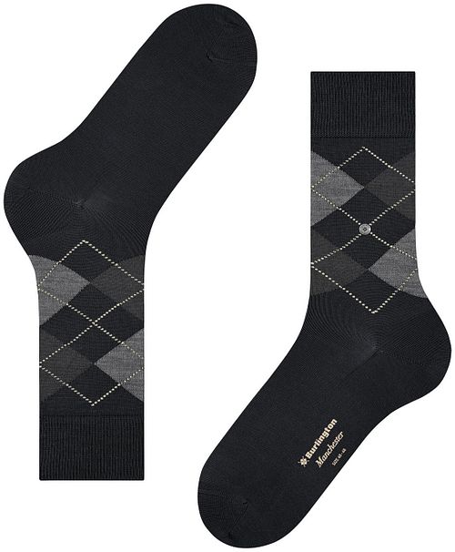 Burlington Manchester Sock Rutigt Svart 3000 Product