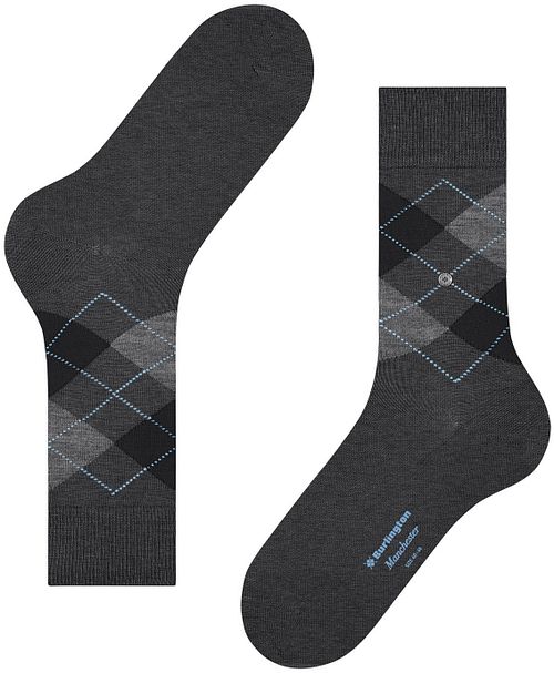 Calcetines Burlington Manchester con cuadros en antracita 3095 Product