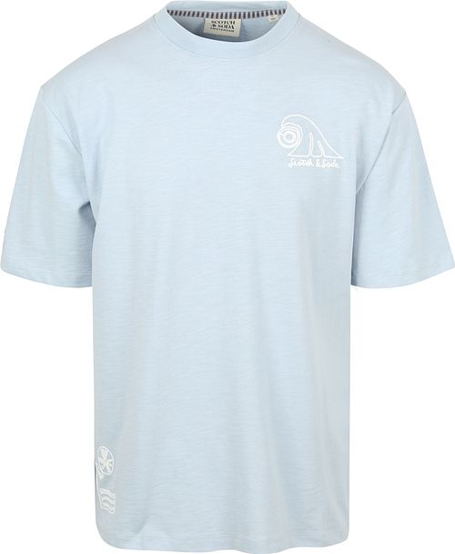 Scotch And Soda Slub Broderi T-skjorte Blå Product