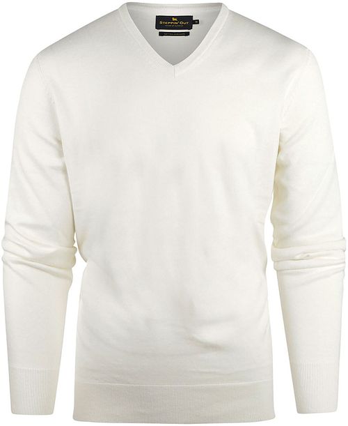 Jersey de cachemir Steppin' Out con cuello de pico en blanco roto Product