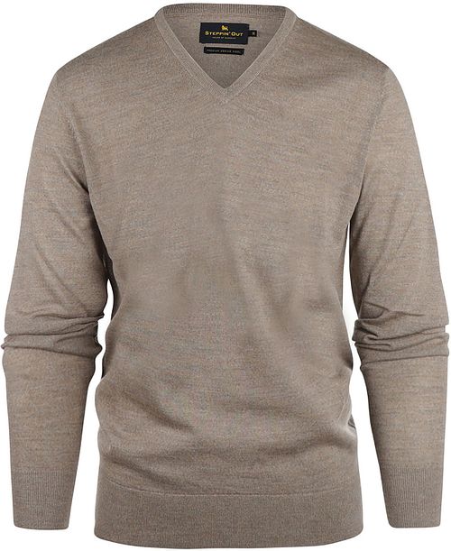 Steppin' Out Tröja i V-ringad Merinoull Taupe Product