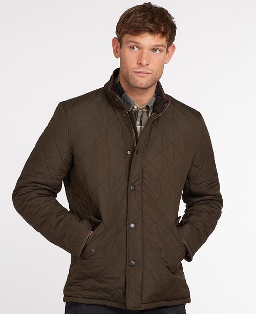 Barbour Giacca trapuntata Powell verde oliva Model / Voorkant