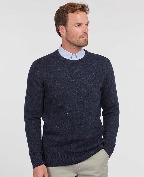 Barbour Maglione Tisbury in misto lana blu scuro Model / Voorkant